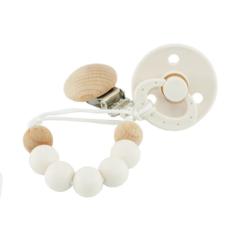 Modabebe Silicone Pacifier Chain BPA Free Baby Pacifier Anti-Drop Chain Wood Bead Pacifier Clips Dummy Chain