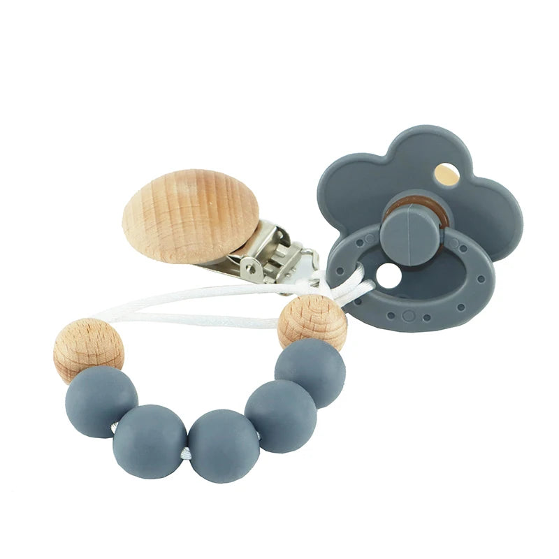 Modabebe Silicone Pacifier Chain BPA Free Baby Pacifier Anti-Drop Chain Wood Bead Pacifier Clips Dummy Chain