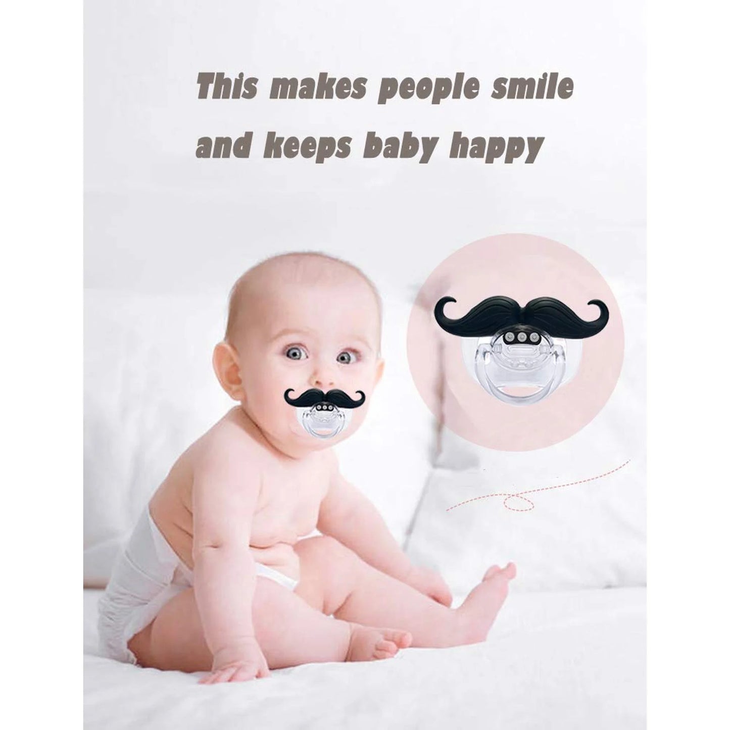 2Pcs Baby Funny Pacifier Cute Kissable Mustache Pacifier for Babies and Toddlers Unisex - 0-6 Months Baby Orthodontic Mustache Pacifier BPA Free