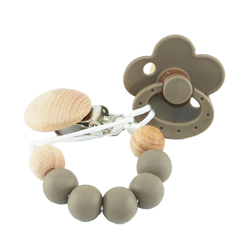 Modabebe Silicone Pacifier Chain BPA Free Baby Pacifier Anti-Drop Chain Wood Bead Pacifier Clips Dummy Chain