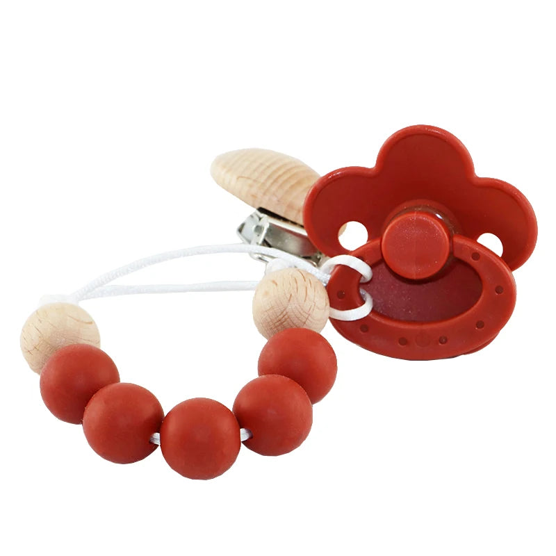 Modabebe Silicone Pacifier Chain BPA Free Baby Pacifier Anti-Drop Chain Wood Bead Pacifier Clips Dummy Chain