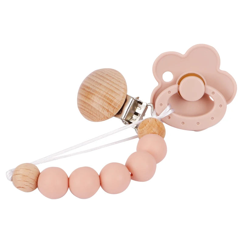 Modabebe Silicone Pacifier Chain BPA Free Baby Pacifier Anti-Drop Chain Wood Bead Pacifier Clips Dummy Chain