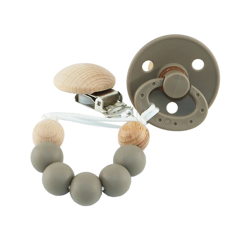 Modabebe Silicone Pacifier Chain BPA Free Baby Pacifier Anti-Drop Chain Wood Bead Pacifier Clips Dummy Chain