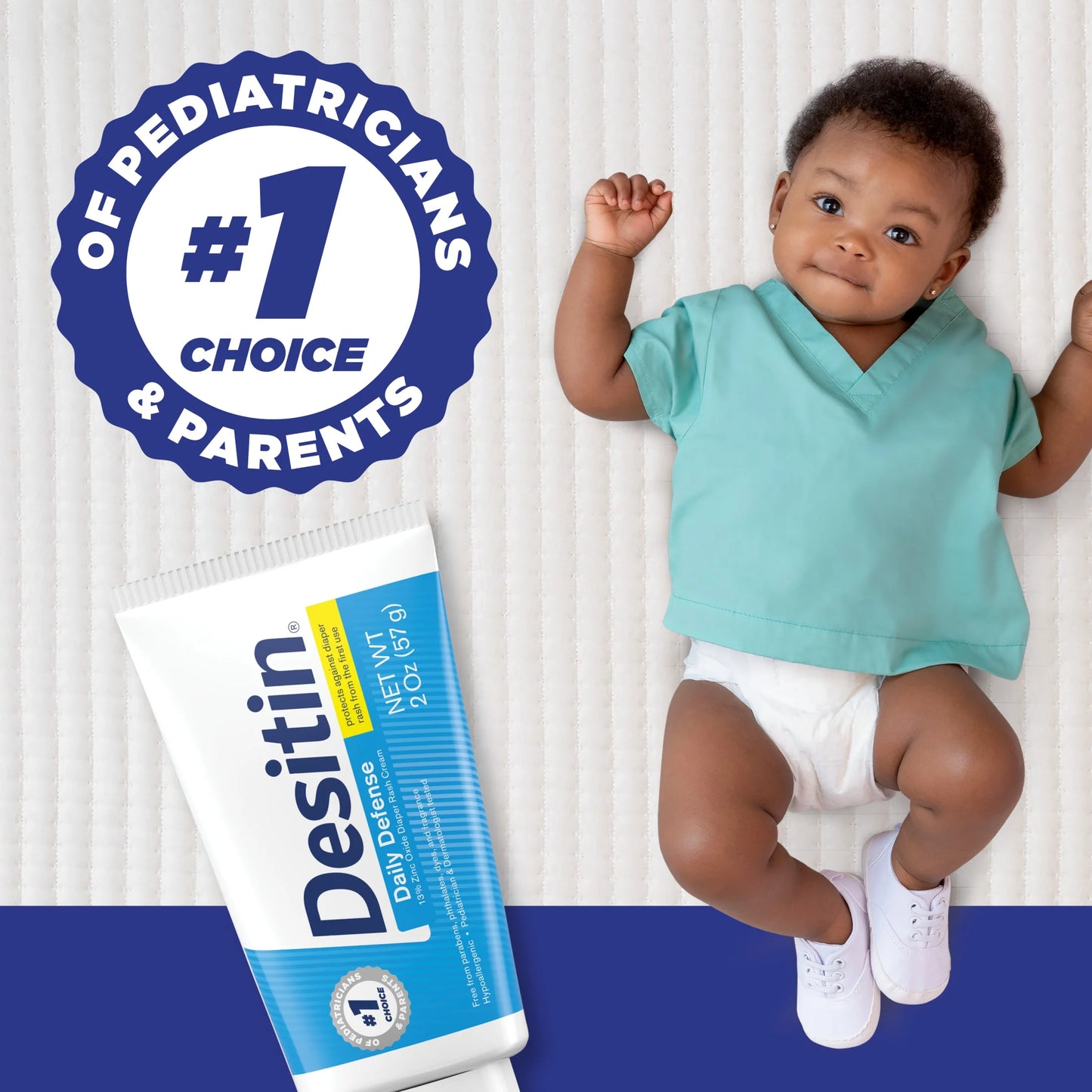 (2 Pack) Daily Defense Baby Diaper Rash Cream, Butt Paste with Zinc Oxide, 4.8 Oz