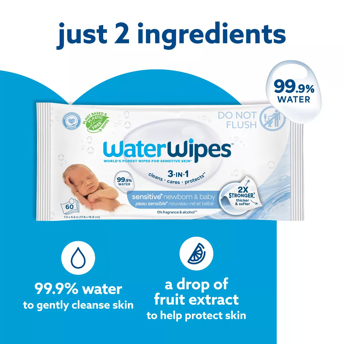 Waterwipes Plastic-Free Original Unscented 99.9% Water Based Baby Wipes - (Select Count)