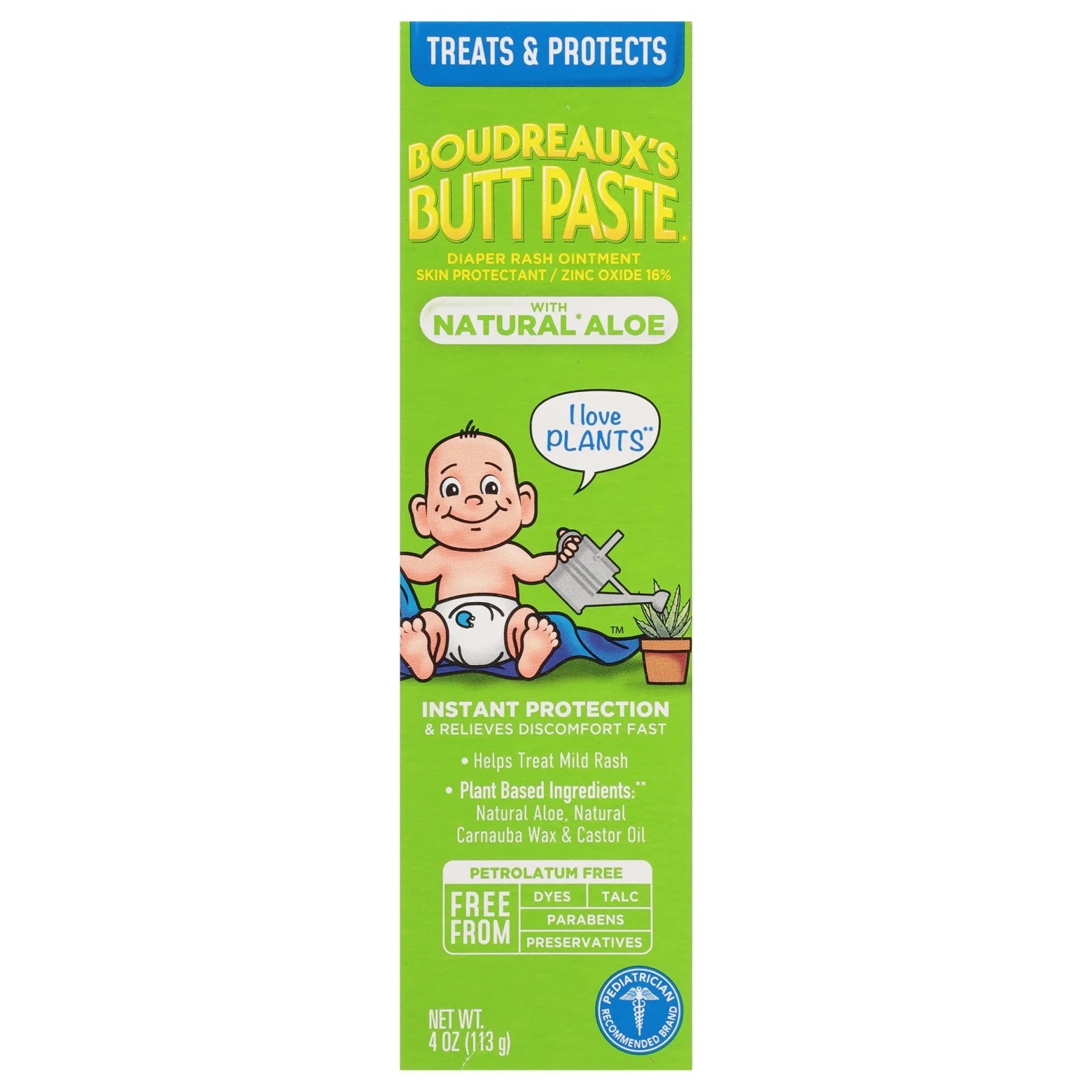 with Natural* Aloe Diaper Rash Cream, Ointment for Infant, 4 Oz Tube