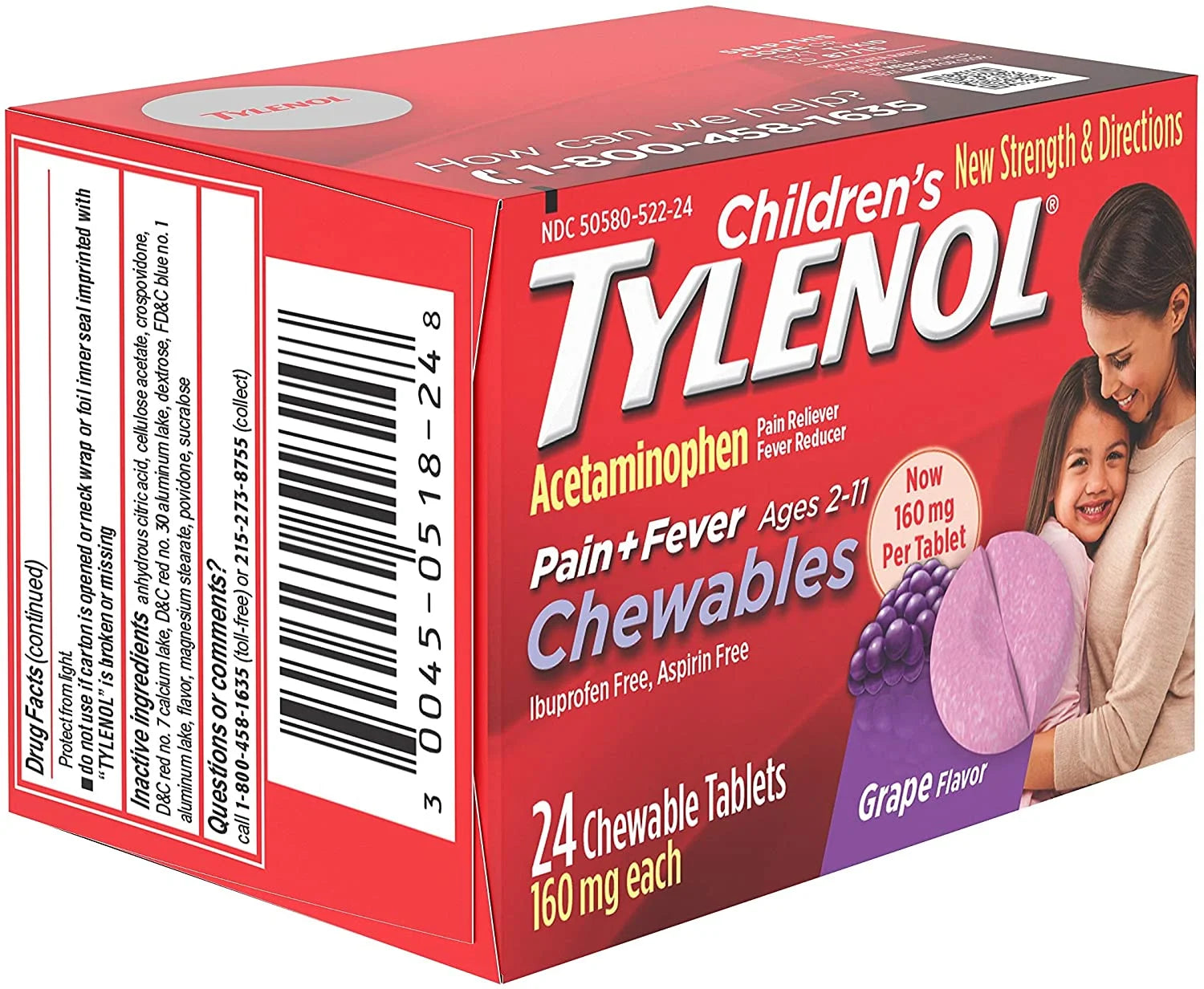 Childrens Pain plus Fever Chewable Tablets, Grape, 24 Ea