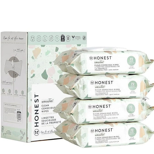 Clean Conscious Unscented Wipes | over 99% Water, Compostable, Plant-Based, Baby Wipes | Hypoallergenic for Sensitive Skin, EWG Verified | Geo Mood, 288 Count