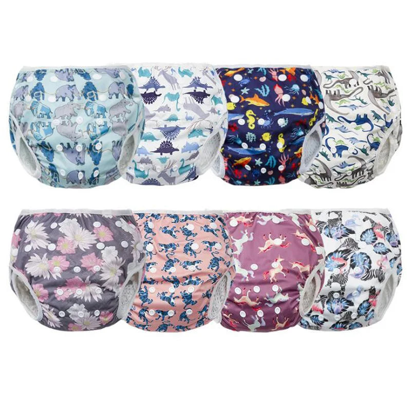 Baby Swimming Diaper Boy Girl Waterproof Cloth Nappy Cover Cartoon Adjustable Swim Pants Infant Toddler Swimwear for Kids Child