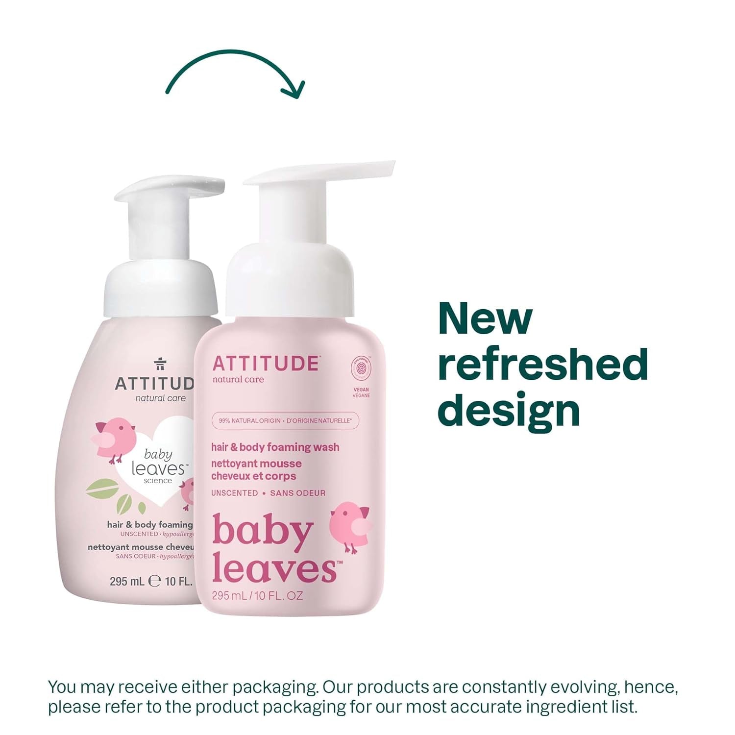 2-In-1 Hair and Body Foaming Baby Wash, EWG Verified Shampoo Soap, Dermatologically Tested, Made with Naturally Derived Ingredients, Vegan, Unscented, 10 Fl Oz
