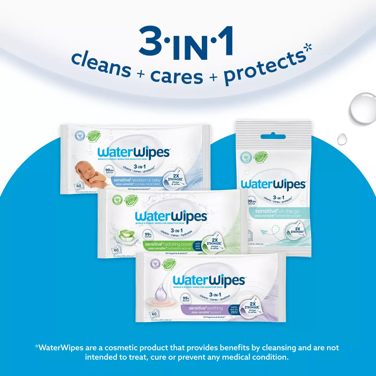 Waterwipes Plastic-Free Original Unscented 99.9% Water Based Baby Wipes - (Select Count)