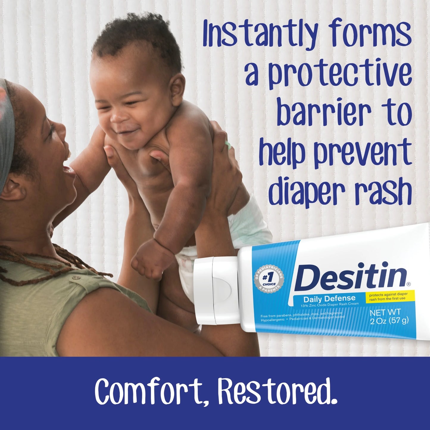 (2 Pack)  Daily Defense Baby Diaper Rash Cream, Butt Paste with Zinc Oxide, 4.8 Oz