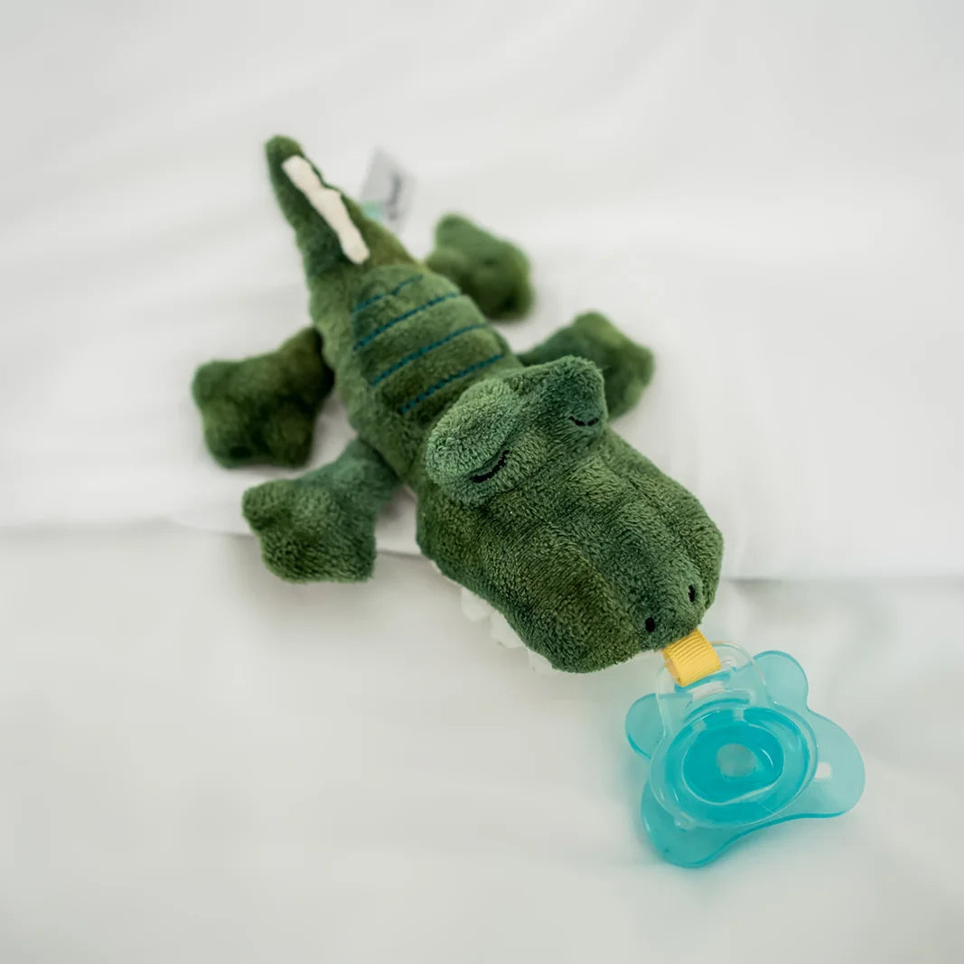 Pacibuddy Crocodile Pacifier Holder - Plush Toy Includes Detachable Pacifier - Adapts to Name Brand Pacifiers - Baby Gift Suitable for All Ages - Infant Binky, Soother, Paci, Plush Baby Toy