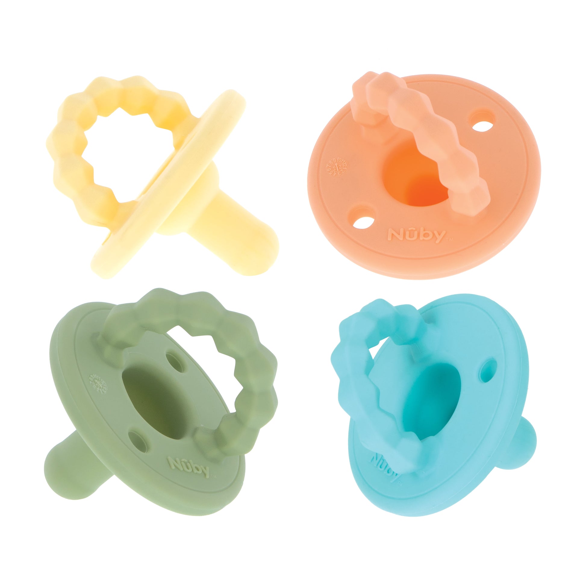 (3 Pack)  Softees Pacifier and Teether for Babies, 4 Pack Infant Pacifiers