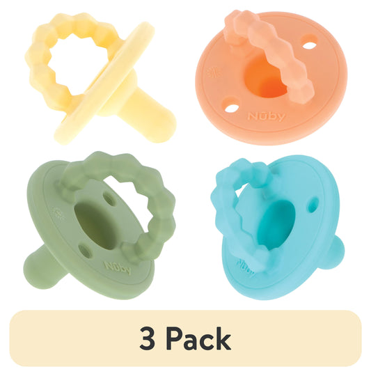 (3 Pack)  Softees Pacifier and Teether for Babies, 4 Pack Infant Pacifiers