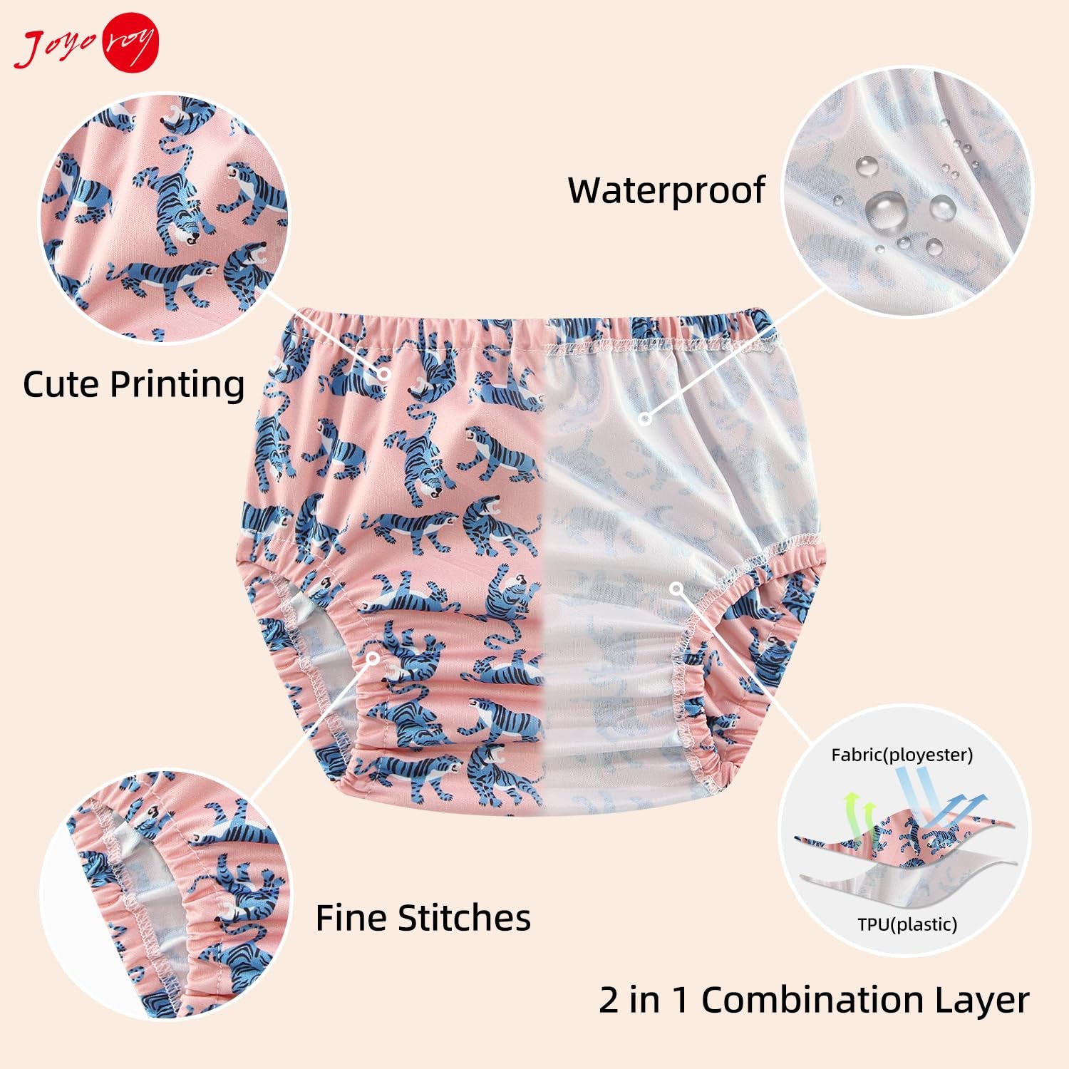 6Pcs Waterproof Cloth Diaper Cover Reusable Plastic Training Pants for Toddlers Diaper Covers for Baby Girls Leak Proof Rubber Underwear for Potty Training Plastic Underwear for Toddlers 1T