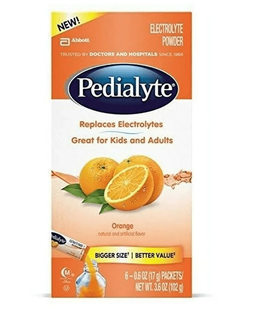 Electrolyte Orange Powder, .6 Oz, Pack of 6