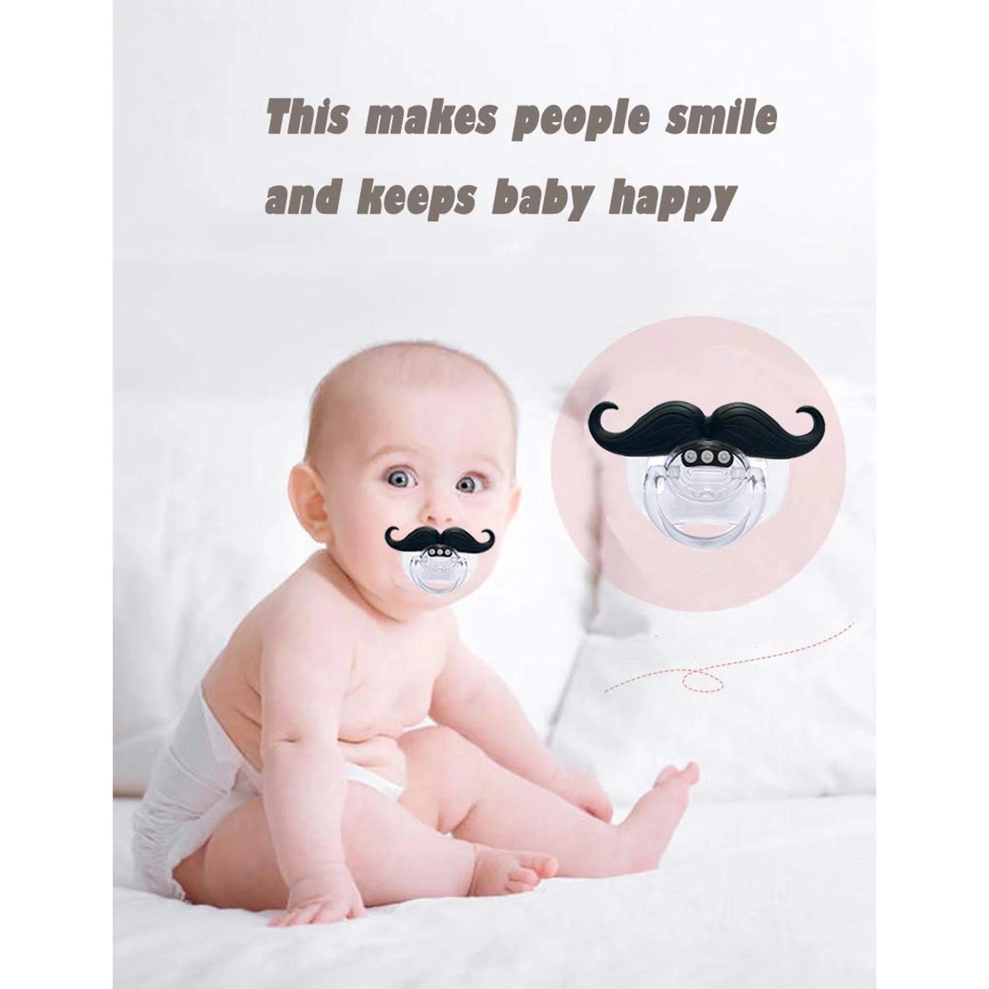 2Pcs Baby Funny Pacifier Cute Kissable Mustache Pacifier for Babies and Toddlers Unisex - 0-6 Months Baby Orthodontic Mustache Pacifier BPA Free