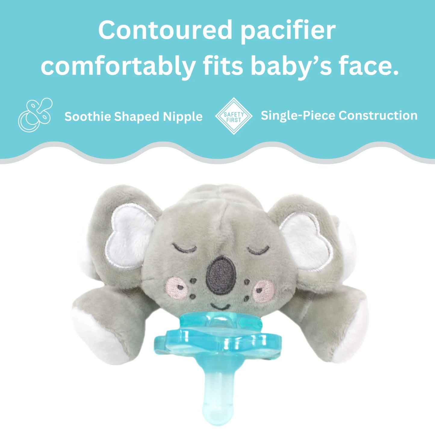 Pacibuddy Koala Pacifier Holder - Plush Toy Includes Detachable Pacifier - Adapts to Name Brand Pacifiers - Baby Gift Suitable for All Ages - Infant Binky, Soother, Paci, Plush Baby Toy