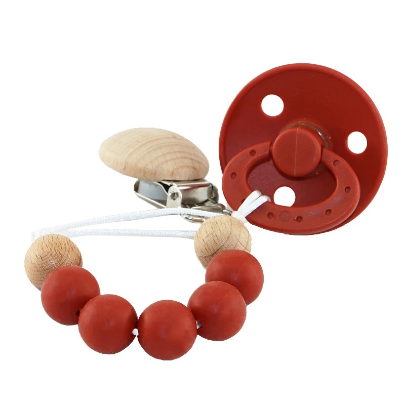 Modabebe Silicone Pacifier Chain BPA Free Baby Pacifier Anti-Drop Chain Wood Bead Pacifier Clips Dummy Chain