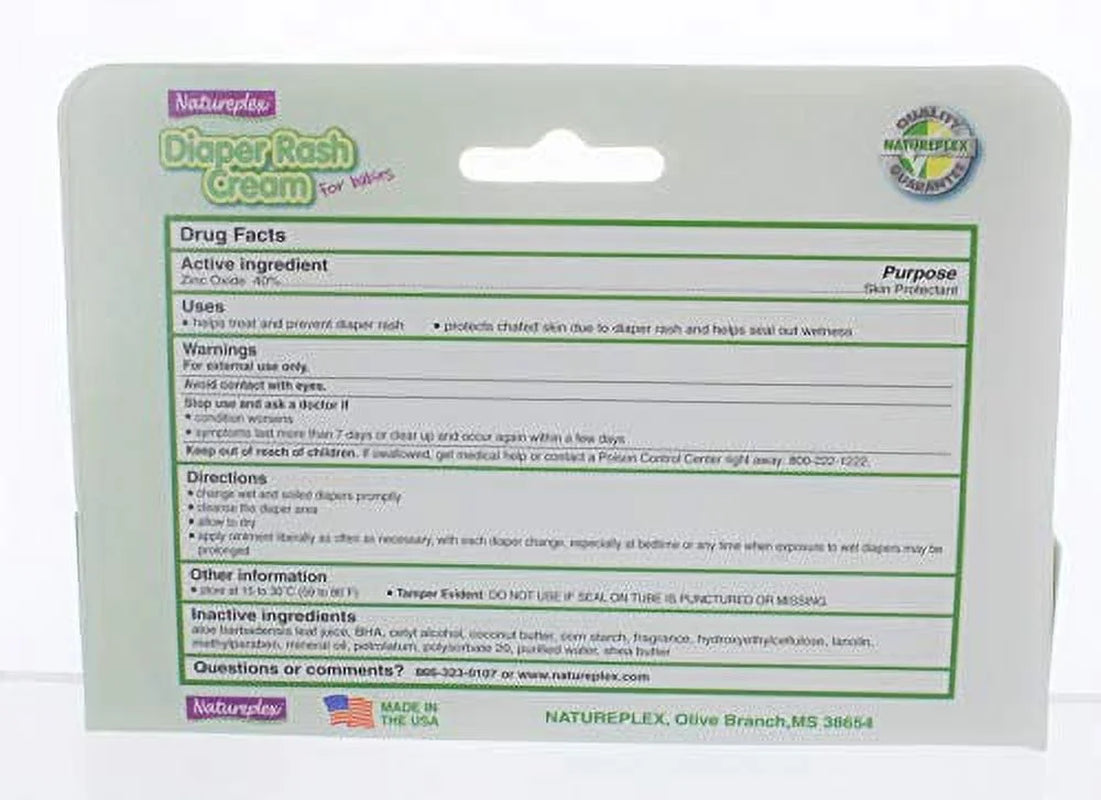 Diaper Rash Cream 1.5 Oz Zinc Oxide and Aloe