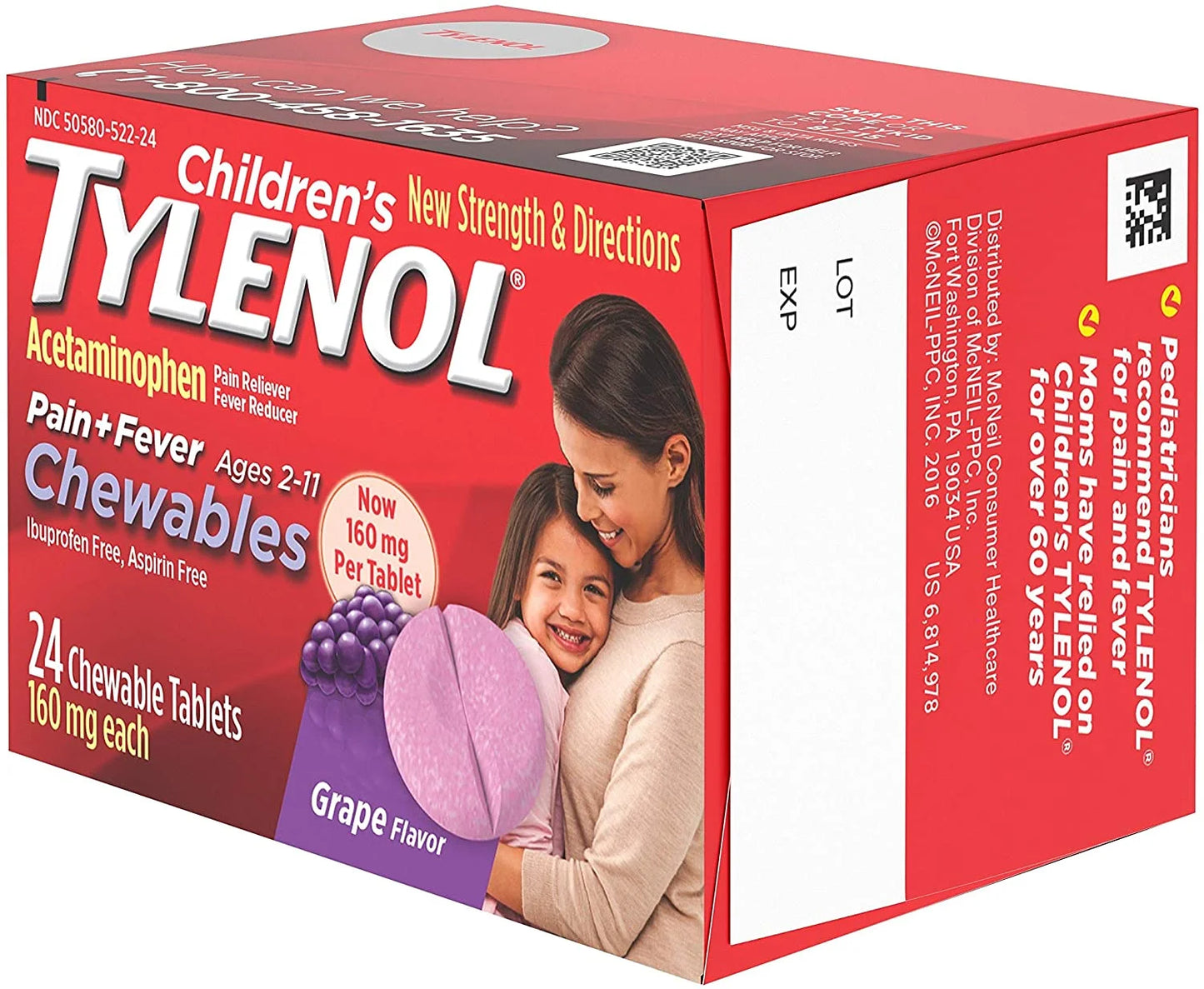 Childrens Pain plus Fever Chewable Tablets, Grape, 24 Ea