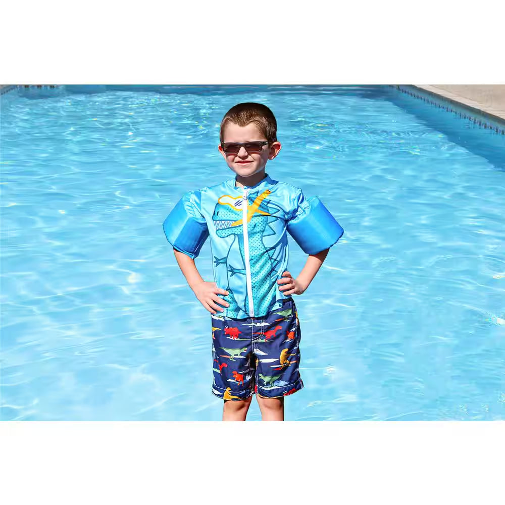 Blue Lil' Splashers Dinosaur Swim Shirt Floaties