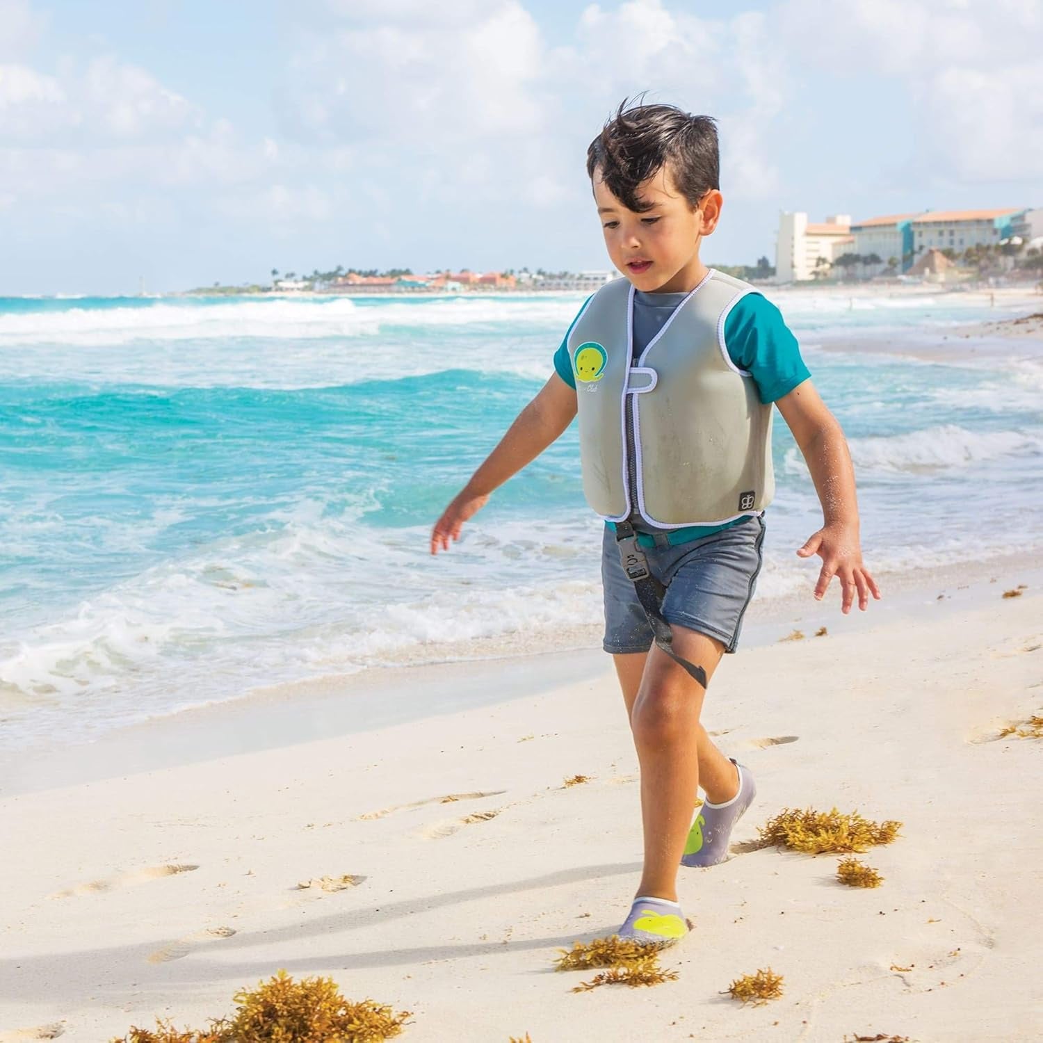 Näj Toddler Life Jacket - Neoprene Swim Vest for Boys and Girls, with Wetsuit Warmth, SPF Protection, and Removable Baby Swimming Float Pads