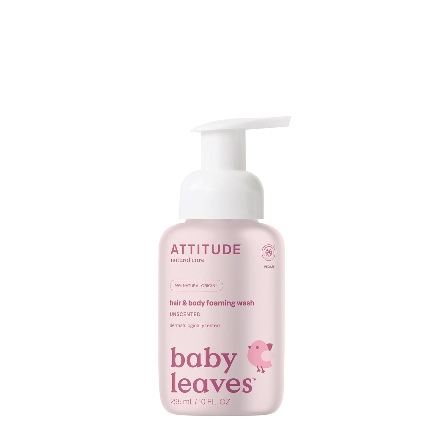 2-In-1 Hair and Body Foaming Baby Wash, EWG Verified Shampoo Soap, Dermatologically Tested, Made with Naturally Derived Ingredients, Vegan, Unscented, 10 Fl Oz