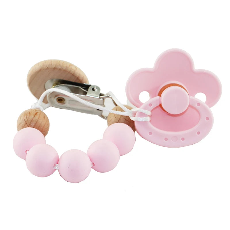 Modabebe Silicone Pacifier Chain BPA Free Baby Pacifier Anti-Drop Chain Wood Bead Pacifier Clips Dummy Chain