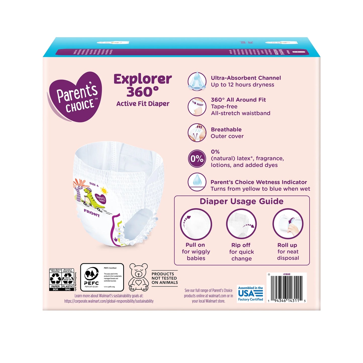 Explorer 360 Active Fit Diaper Pants, Size 4, 54 Count