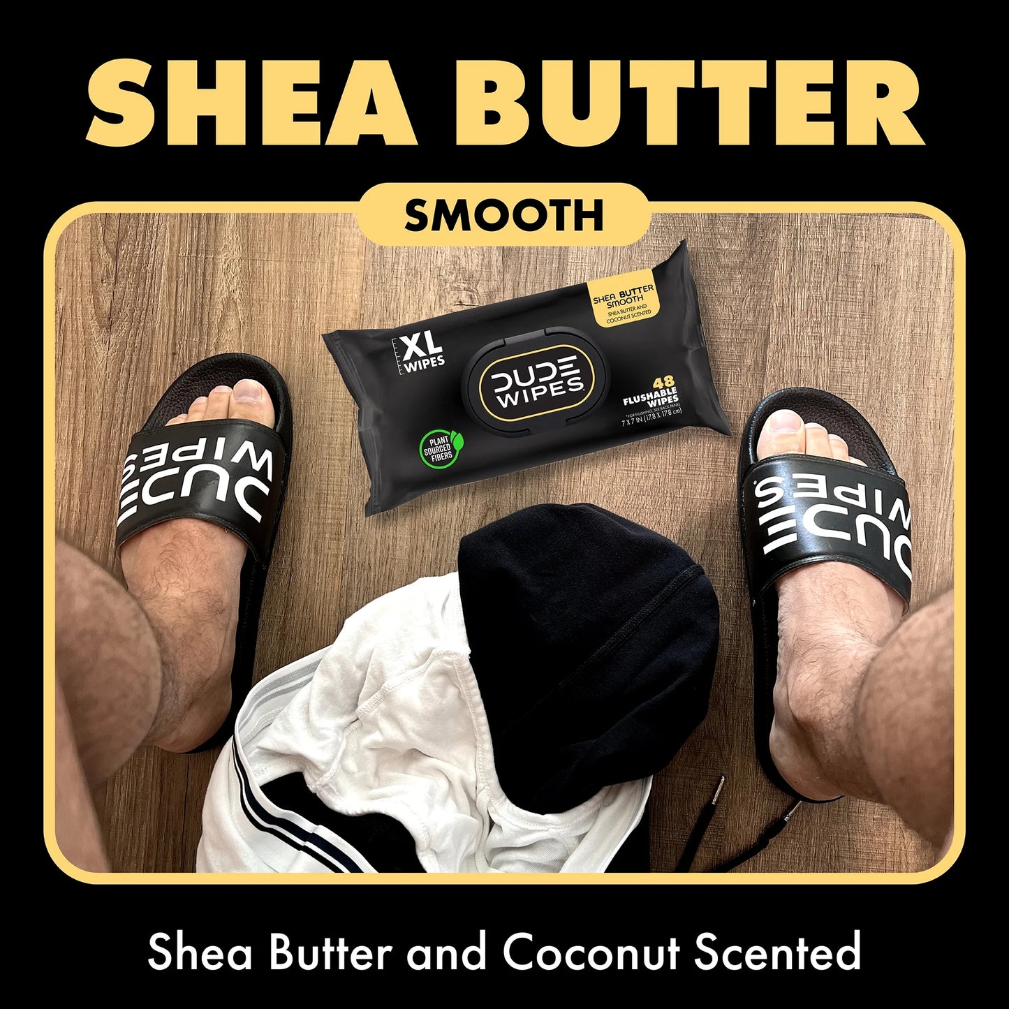 DUDE Flushable Wipes, Extra Large Shea Butter Smooth Wet Wipes, 144 Count