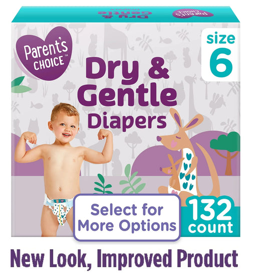 Choice Dry & Gentle Diapers Size 6, Total 132 Ct