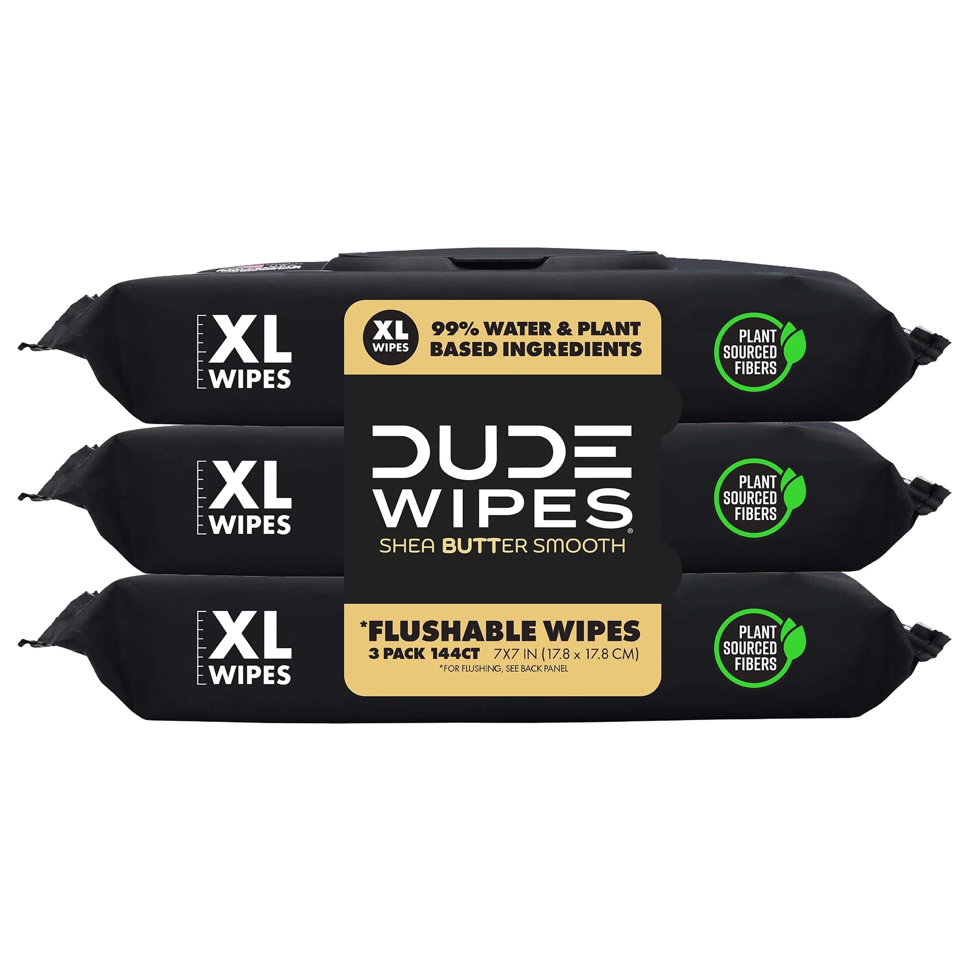 DUDE Flushable Wipes, Extra Large Shea Butter Smooth Wet Wipes, 144 Count