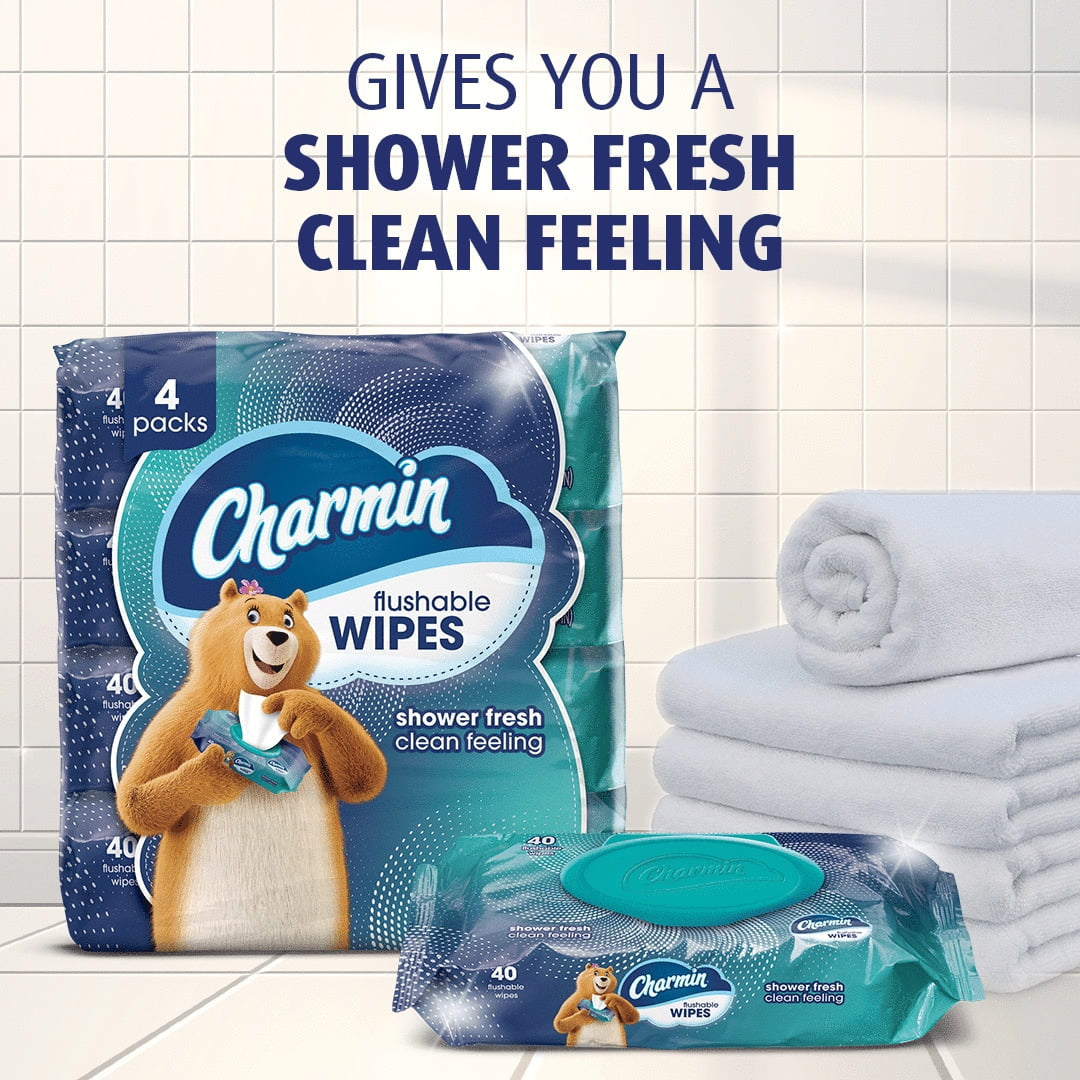(6 Pack)  Flushable Wipes, 2 Flip-Top Packs, 40 Wipes per Pack, 80 Total Wipes