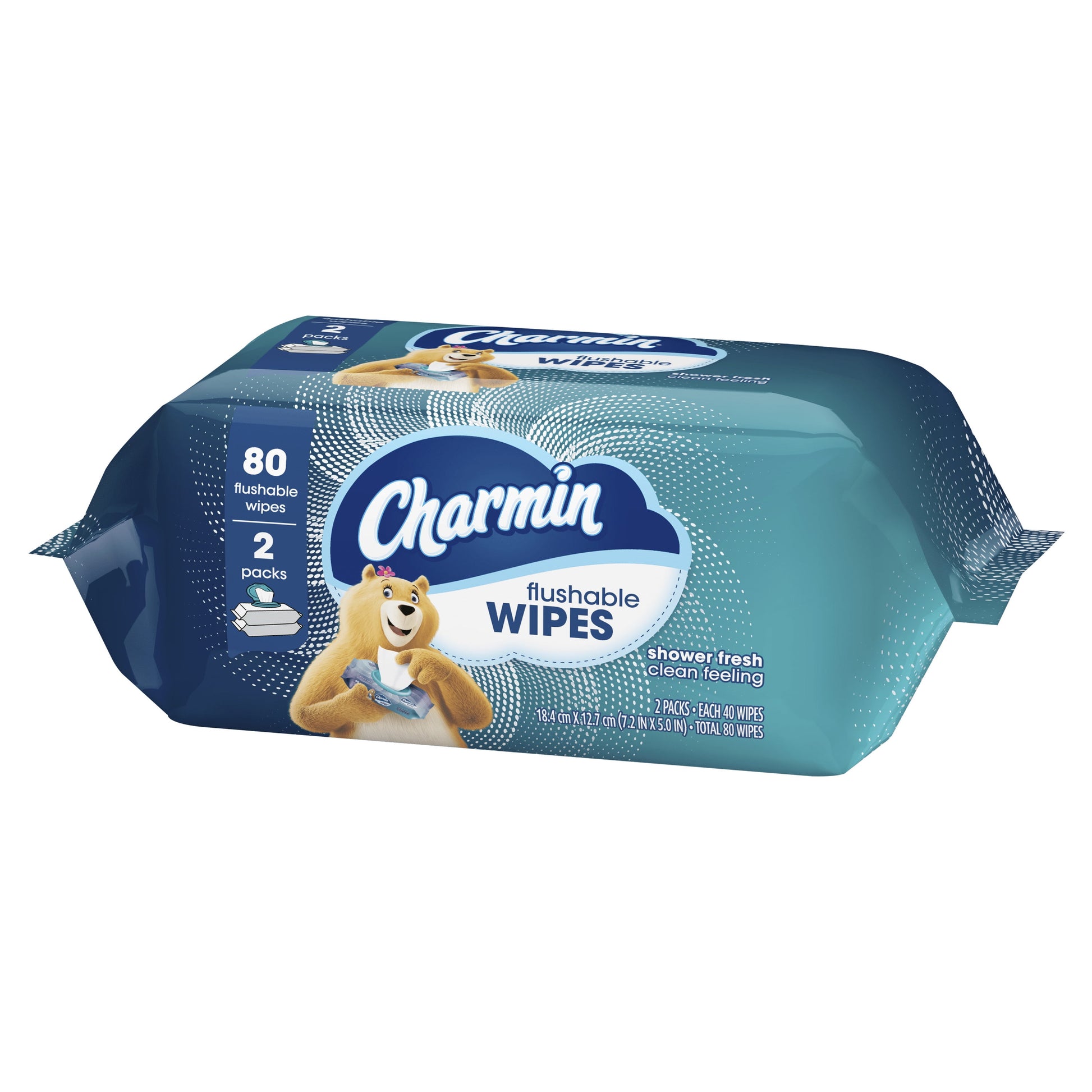 (6 Pack)  Flushable Wipes, 2 Flip-Top Packs, 40 Wipes per Pack, 80 Total Wipes