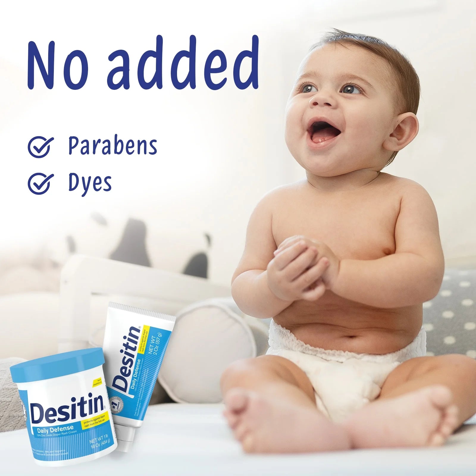 (2 Pack)  Daily Defense Baby Diaper Rash Cream, Butt Paste with Zinc Oxide, 4.8 Oz