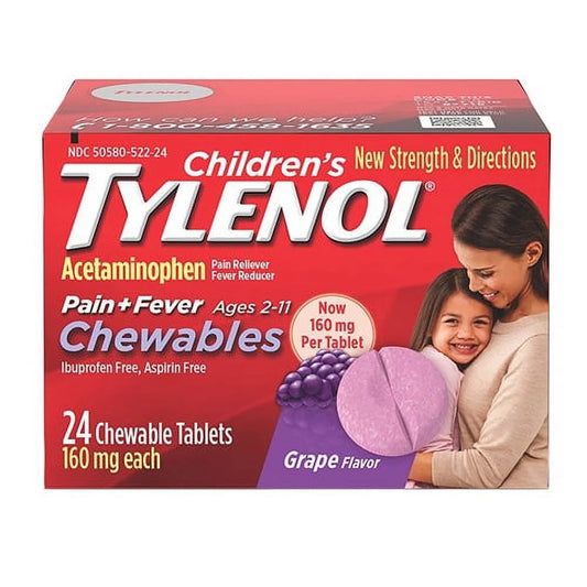 Childrens Pain plus Fever Chewable Tablets, Grape, 24 Ea