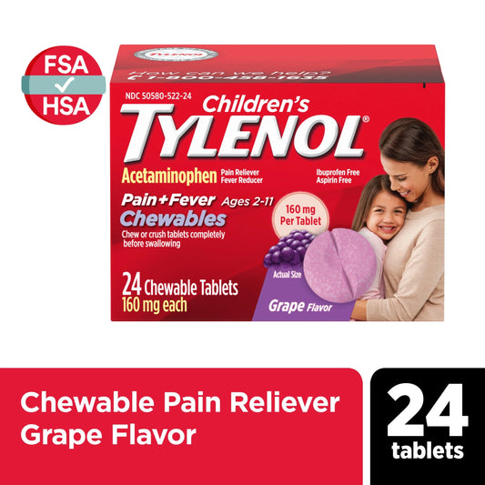Children'S  Chewables with 160 Mg Acetaminophen, Grape, 24 Ct