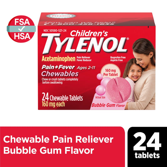 Children'S  Chewables, 160 Mg Acetaminophen, Bubble Gum, 24 Ct