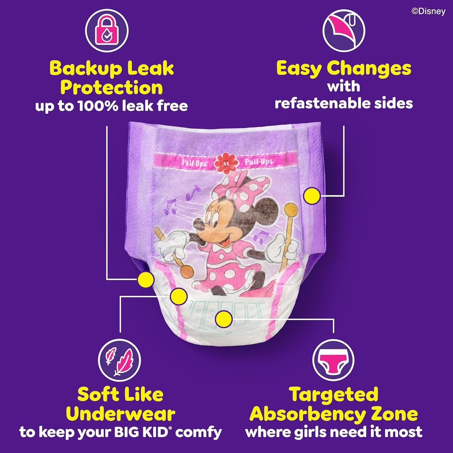 Girls' Potty Training Pants, Size 2T-3T Training Underwear (16-34 Lbs), 124 Count (4 Packs of 31)