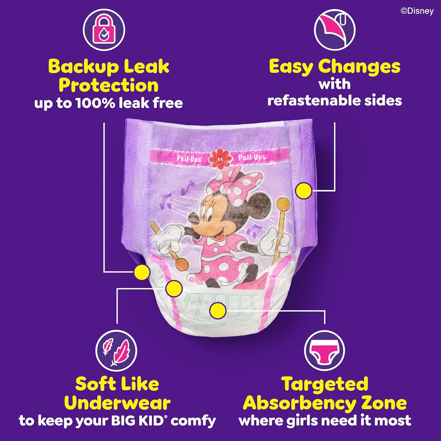 Girls' Potty Training Pants, Size 2T-3T Training Underwear (16-34 Lbs), 124 Count (4 Packs of 31)