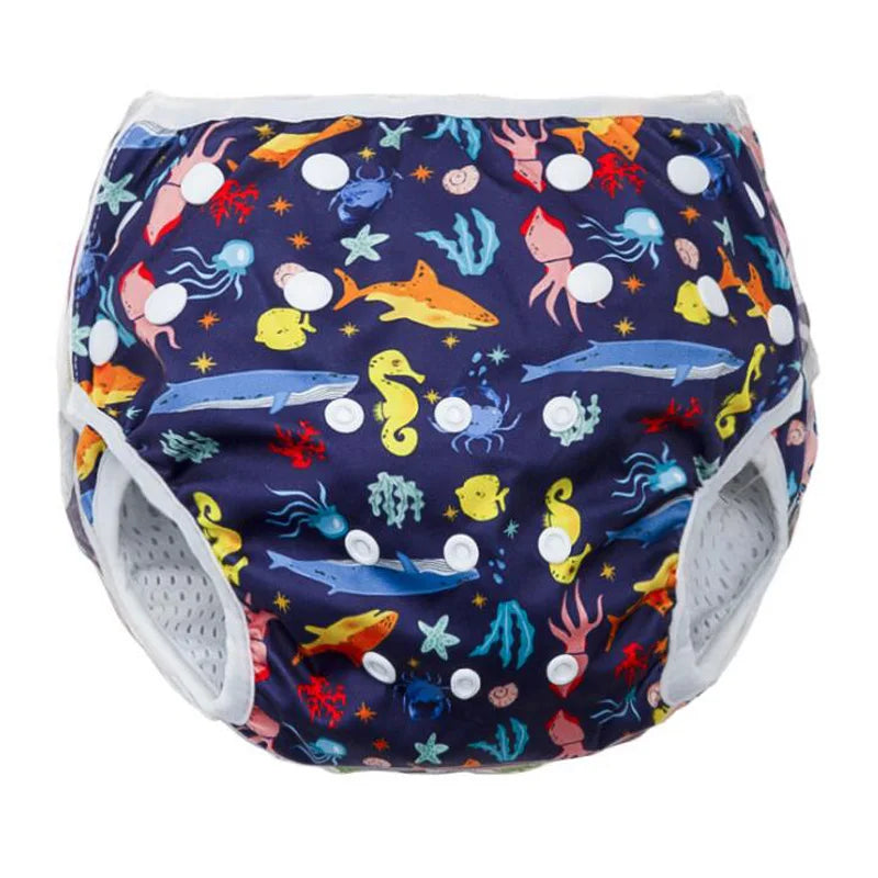 Baby Swimming Diaper Boy Girl Waterproof Cloth Nappy Cover Cartoon Adjustable Swim Pants Infant Toddler Swimwear for Kids Child