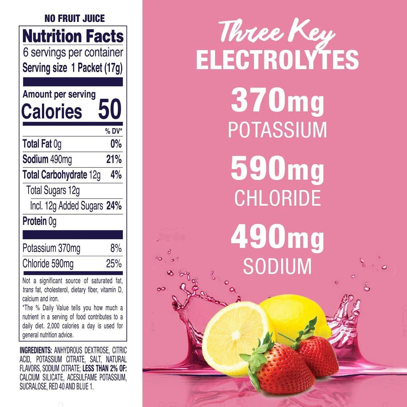 Electrolyte Powder Strawberry Lemonade, 6 Ct