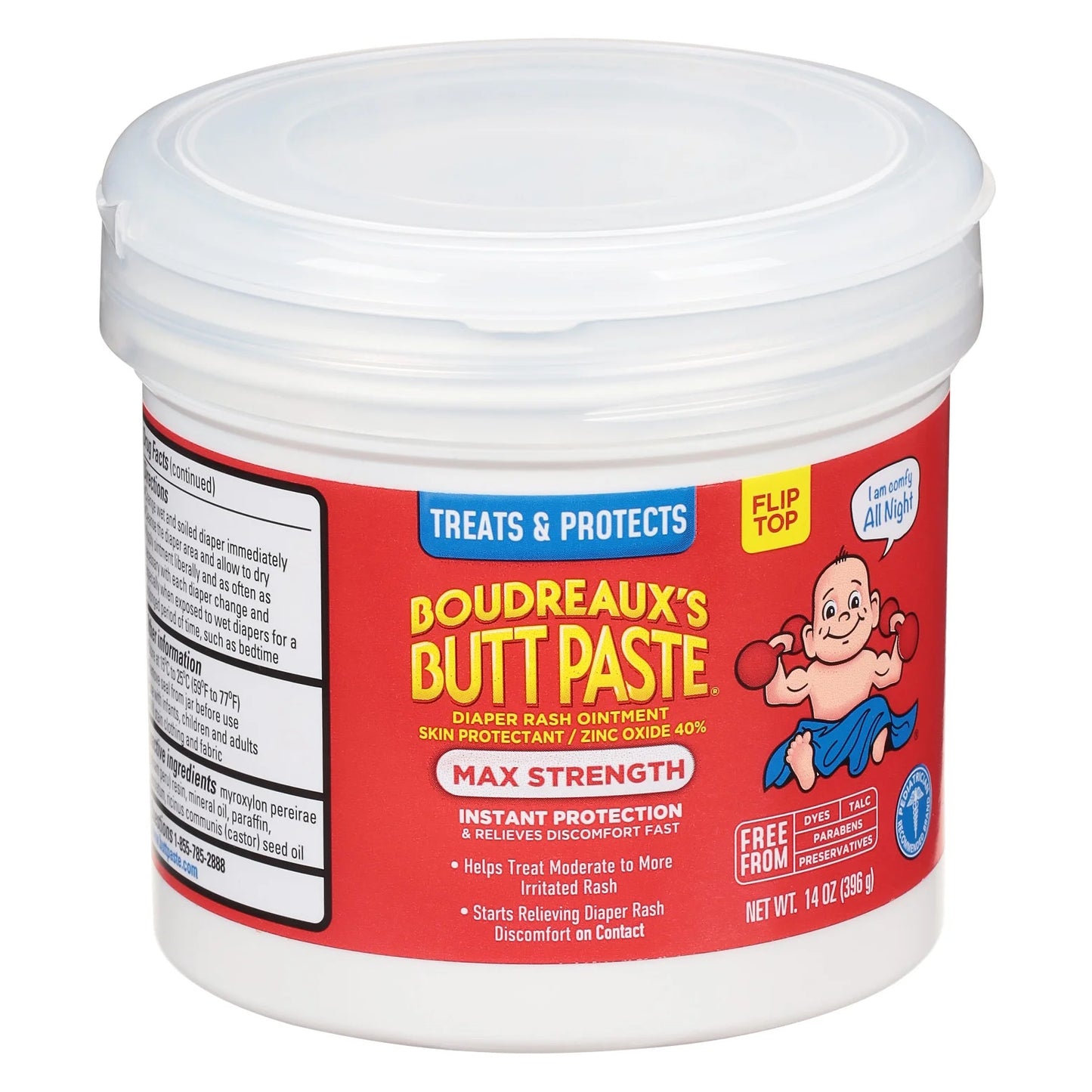 Maximum Strength, Baby Diaper Rash Cream, Infant Ointment, 14 Oz Flip-Top