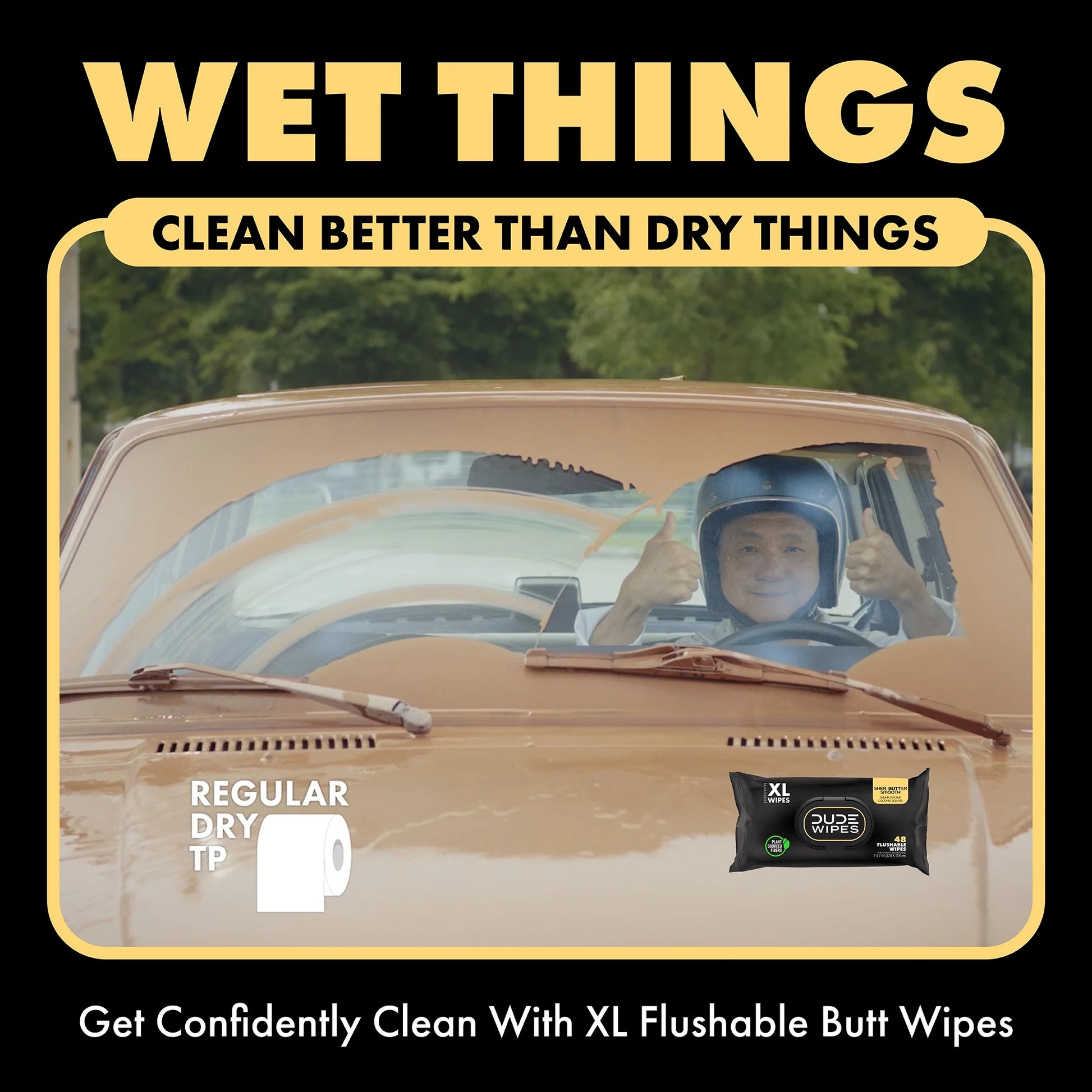 DUDE Flushable Wipes, Extra Large Shea Butter Smooth Wet Wipes, 144 Count