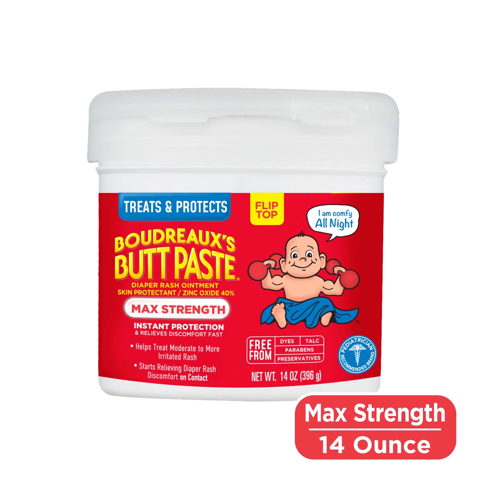 Maximum Strength, Baby Diaper Rash Cream, Infant Ointment, 14 Oz Flip-Top